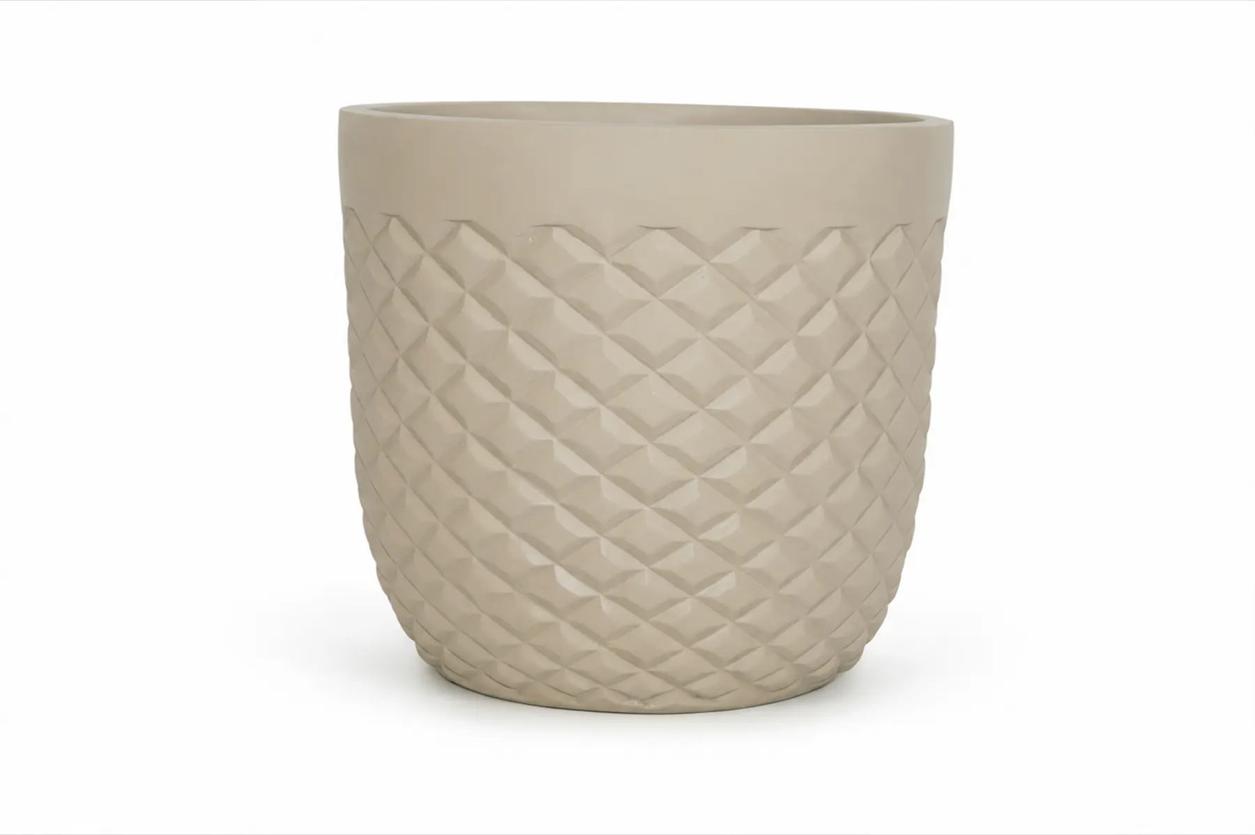 QUILT small FRP planter with an embossed diamond grid
